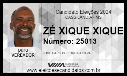 Candidato ZÉ XIQUE XIQUE 2024 - CASSILÂNDIA - Eleições