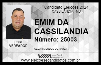 Candidato EMIM DA CASSILANDIA 2024 - CASSILÂNDIA - Eleições