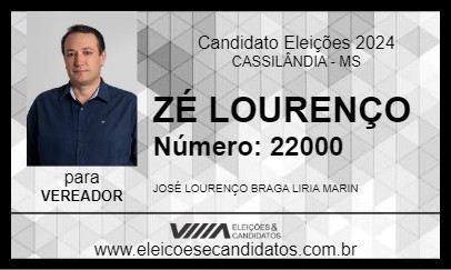 Candidato ZÉ LOURENÇO 2024 - CASSILÂNDIA - Eleições