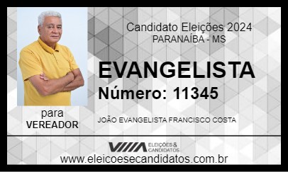 Candidato EVANGELISTA 2024 - PARANAÍBA - Eleições