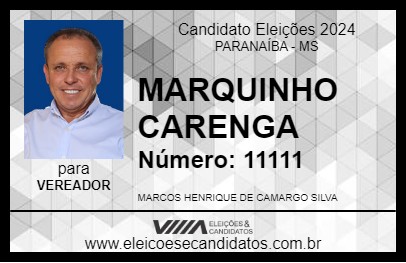 Candidato MARQUINHO CARENGA 2024 - PARANAÍBA - Eleições