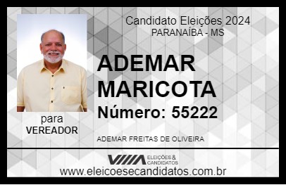 Candidato ADEMAR MARICOTA 2024 - PARANAÍBA - Eleições