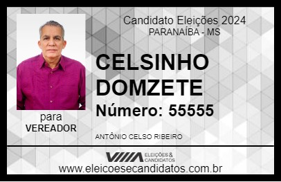 Candidato CELSINHO DOMZETE 2024 - PARANAÍBA - Eleições