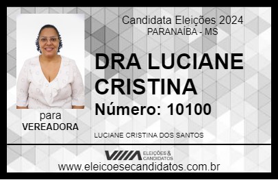 Candidato DRA LUCIANE CRISTINA 2024 - PARANAÍBA - Eleições