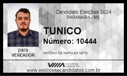 Candidato TUNICO 2024 - PARANAÍBA - Eleições