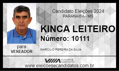 Candidato KINCA LEITEIRO 2024 - PARANAÍBA - Eleições