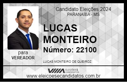 Candidato LUCAS MONTEIRO 2024 - PARANAÍBA - Eleições