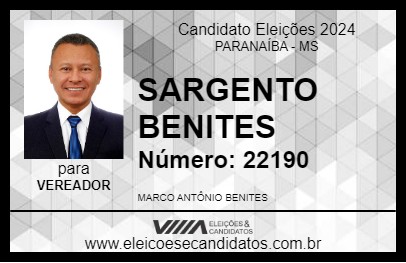 Candidato SARGENTO BENITES 2024 - PARANAÍBA - Eleições