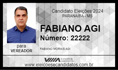 Candidato FABIANO AGI 2024 - PARANAÍBA - Eleições