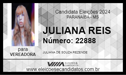 Candidato JULIANA REIS 2024 - PARANAÍBA - Eleições