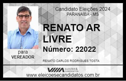 Candidato RENATO AR LIVRE 2024 - PARANAÍBA - Eleições