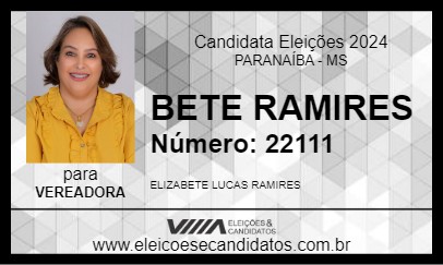 Candidato BETE RAMIRES 2024 - PARANAÍBA - Eleições