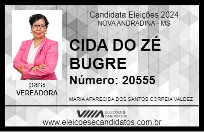 Candidato CIDA DO ZÉ BUGRE 2024 - NOVA ANDRADINA - Eleições