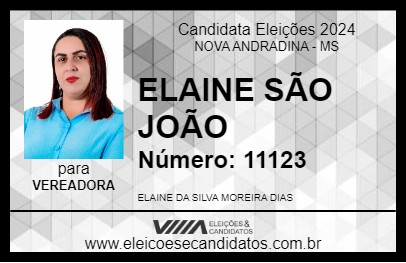 Candidato ELAINE SÃO JOÃO 2024 - NOVA ANDRADINA - Eleições