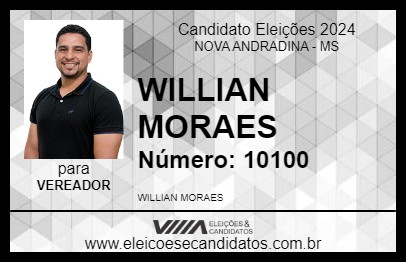 Candidato WILLIAN MORAES 2024 - NOVA ANDRADINA - Eleições