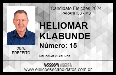 Candidato HELIOMAR KLABUNDE 2024 - PARANHOS - Eleições