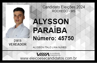 Candidato ALYSSON PARAÍBA 2024 - ROCHEDO - Eleições