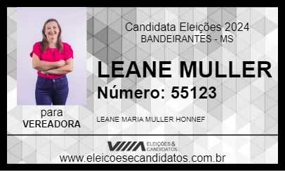 Candidato LEANE MULLER 2024 - BANDEIRANTES - Eleições