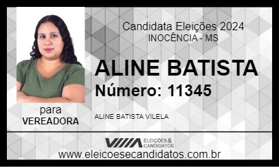 Candidato ALINE BATISTA 2024 - INOCÊNCIA - Eleições