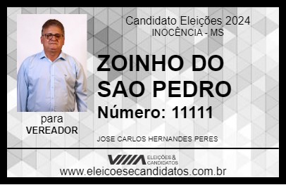 Candidato ZOINHO DO SAO PEDRO 2024 - INOCÊNCIA - Eleições