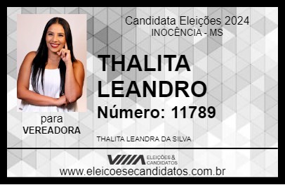 Candidato THALITA LEANDRO 2024 - INOCÊNCIA - Eleições