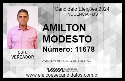 Candidato AMILTON MODESTO 2024 - INOCÊNCIA - Eleições