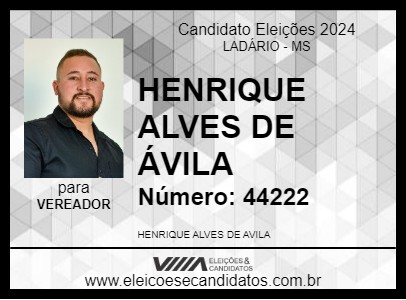 Candidato HENRIQUE ALVES DE ÁVILA 2024 - LADÁRIO - Eleições