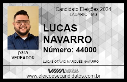 Candidato LUCAS NAVARRO 2024 - LADÁRIO - Eleições