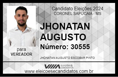 Candidato JHONATAN AUGUSTO 2024 - CORONEL SAPUCAIA - Eleições