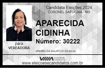 Candidato APARECIDA CIDINHA 2024 - CORONEL SAPUCAIA - Eleições