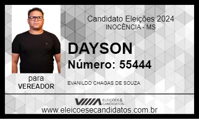 Candidato DAYSON 2024 - INOCÊNCIA - Eleições