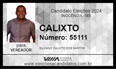 Candidato CALIXTO 2024 - INOCÊNCIA - Eleições