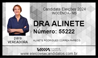 Candidato DRA ALINETE 2024 - INOCÊNCIA - Eleições