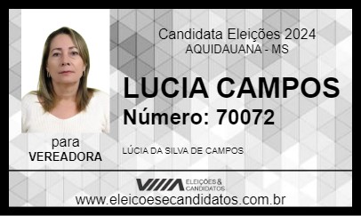 Candidato LUCIA CAMPOS 2024 - AQUIDAUANA - Eleições