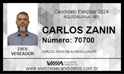 Candidato CARLOS ZANIN 2024 - AQUIDAUANA - Eleições