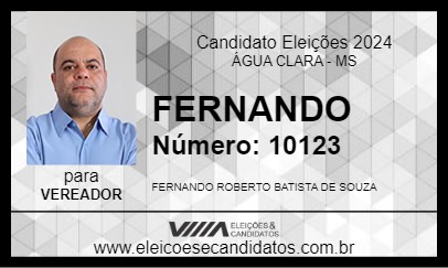 Candidato FERNANDO 2024 - ÁGUA CLARA - Eleições