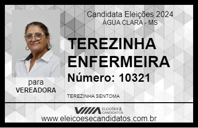 Candidato TEREZINHA ENFERMEIRA 2024 - ÁGUA CLARA - Eleições