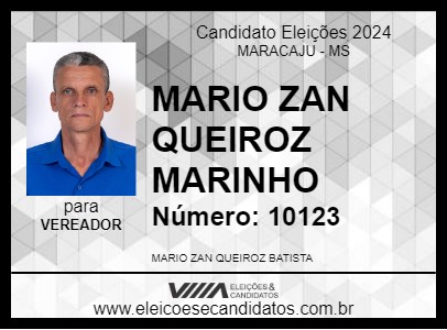 Candidato MARIO ZAN QUEIROZ  MARINHO 2024 - MARACAJU - Eleições