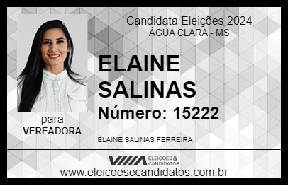 Candidato ELAINE SALINAS 2024 - ÁGUA CLARA - Eleições