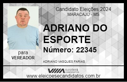 Candidato ADRIANO DO ESPORTE 2024 - MARACAJU - Eleições