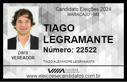 Candidato TIAGO LEGRAMANTE 2024 - MARACAJU - Eleições