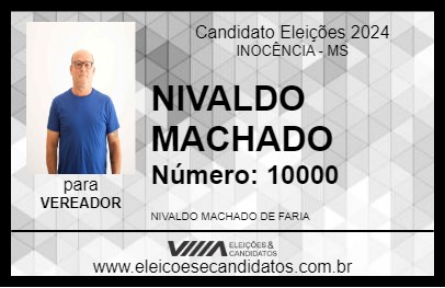 Candidato NIVALDO MACHADO 2024 - INOCÊNCIA - Eleições