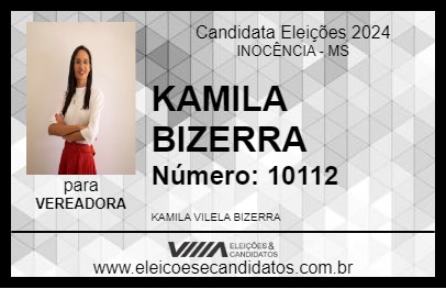 Candidato KAMILA BIZERRA 2024 - INOCÊNCIA - Eleições