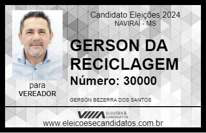 Candidato GERSON DA RECICLAGEM 2024 - NAVIRAÍ - Eleições