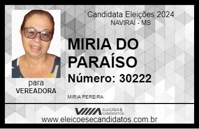 Candidato MIRIA DO PARAÍSO 2024 - NAVIRAÍ - Eleições