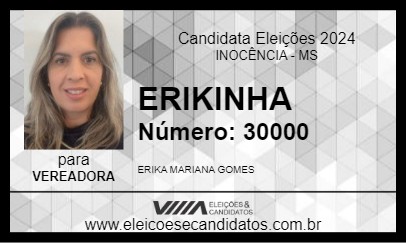 Candidato ERIKINHA 2024 - INOCÊNCIA - Eleições