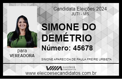 Candidato SIMONE DO DEMÉTRIO 2024 - JUTI - Eleições