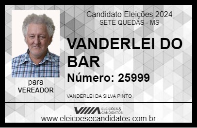 Candidato VANDERLEI DO BAR 2024 - SETE QUEDAS - Eleições