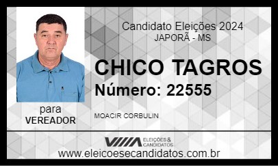 Candidato CHICO TAGROS 2024 - JAPORÃ - Eleições