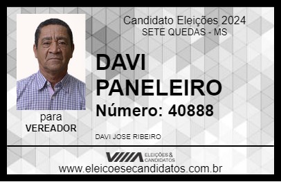 Candidato DAVI PANELEIRO 2024 - SETE QUEDAS - Eleições